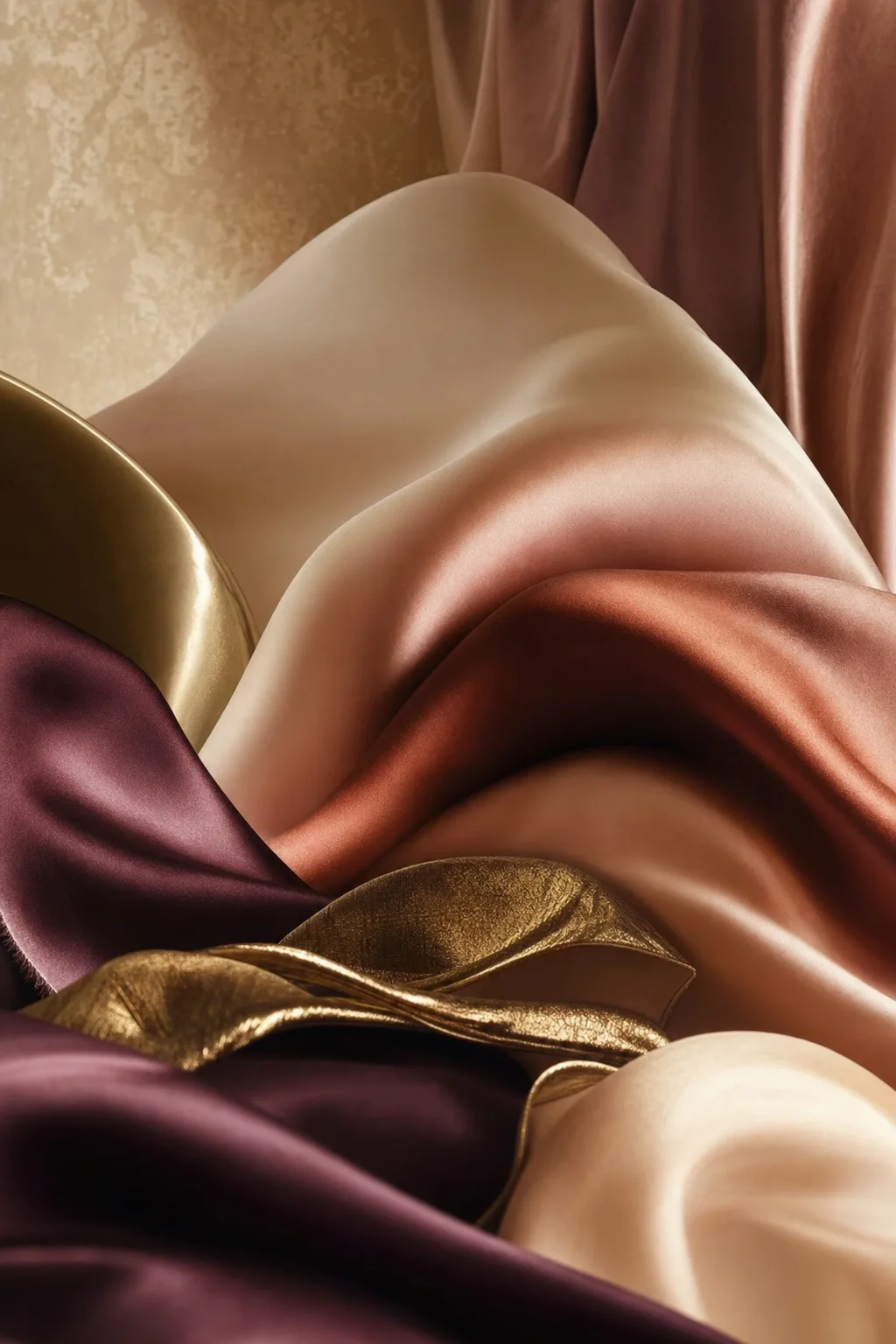 Warm blush and clay silk in soft voluptuous curves